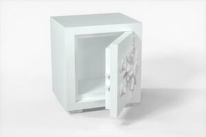Mechanical safe, white box model with white background, 3d rendering. photo