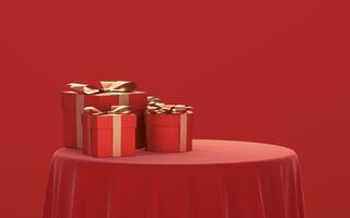 The presents were laid on the tablecloth table, 3d rendering. photo