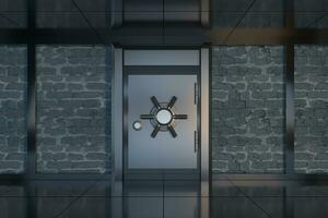 Safety gate and coded lock,abstract conception,3d rendering. photo