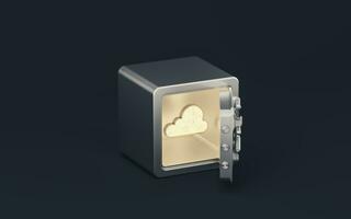 Cloud computing and safe box, 3d rendering. photo