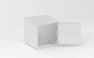 seguro caja con blanco fondo, 3d representación. foto