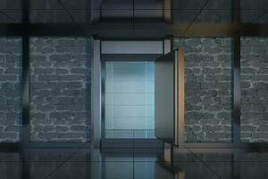 Safety gate and coded lock,abstract conception,3d rendering. photo