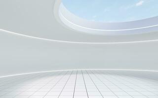 Empty round room with skylight, 3d rendering. photo