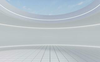 Empty round room with skylight, 3d rendering. photo