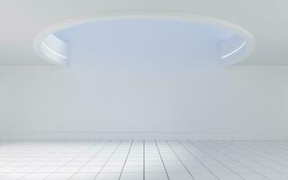 vacío redondo habitación con claraboya, 3d representación. foto