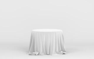 Empty table with white background, 3d rendering. photo