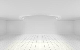 Empty round room with a hole on the ceiling, 3d rendering. photo