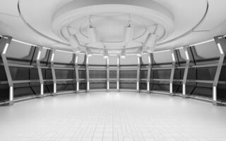 Indoor stage with white empty room, 3d rendering. photo