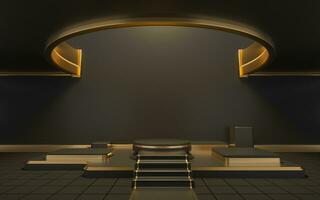 Empty round room with a hole on the ceiling, 3d rendering. photo