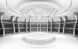 Indoor stage with white empty room, 3d rendering. photo