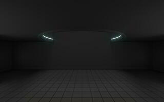 Empty round room with a hole on the ceiling, 3d rendering. photo