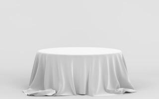 Empty table with white background, 3d rendering. photo