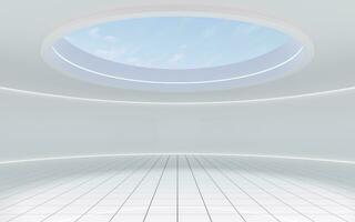 Empty round room with skylight, 3d rendering. photo