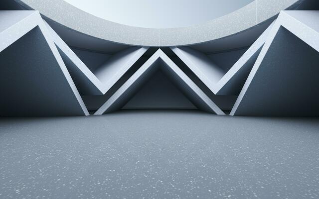 Empty round room, sense of space, 3d rendering.