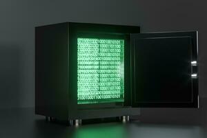 Mechanical safe, with digital numbers inside, 3d rendering. photo