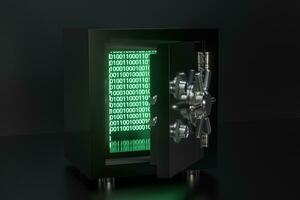 Mechanical safe, with digital numbers inside, 3d rendering. photo