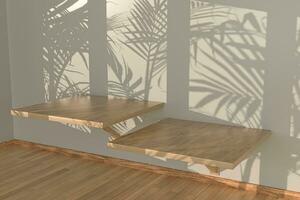 Empty room and shadows,wooden floor,3d rendering. photo