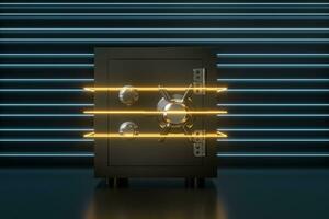 Mechanical safe, with digital numbers inside, 3d rendering. photo