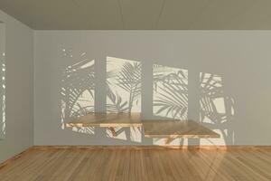 Empty room and shadows,wooden floor,3d rendering. photo