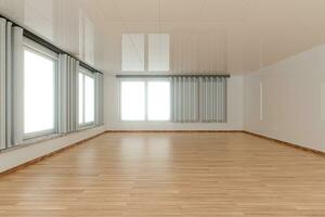 Empty room and wooden floor with white background,3d rendering. photo