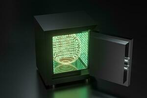 Mechanical safe, with digital numbers inside, 3d rendering. photo