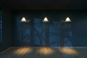 Empty room and shadows,wooden floor and ceiling lamp,3d rendering. photo