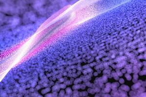 Purple neon particles with dark background, 3d rendering. photo