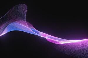 Purple neon particles with dark background, 3d rendering. photo