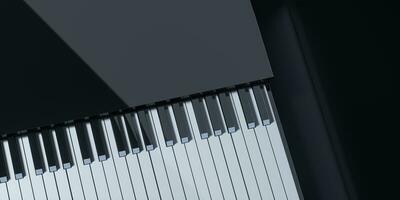 Piano keys with dark background, 3d rendering. photo