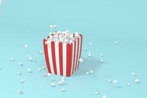 Scattered popcorn, sweet food, 3d rendering. photo