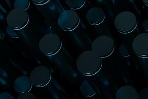 Polished cylinders with dark background,3d rendering. photo