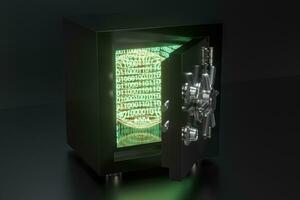 Mechanical safe, with digital numbers inside, 3d rendering. photo