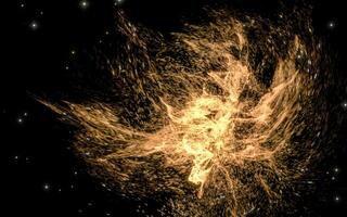 Glowing particles with wavy pattern, magical galaxy, 3d rendering. photo