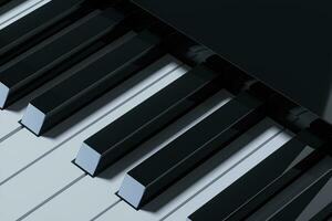 Piano keys with dark background, 3d rendering. photo