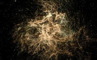 Glowing particles with wavy pattern, magical galaxy, 3d rendering. photo