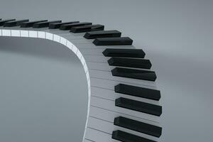 piano llaves con blanco fondo, 3d representación. foto