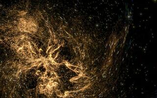 brillante partículas con ondulado patrón, mágico galaxia, 3d representación. foto