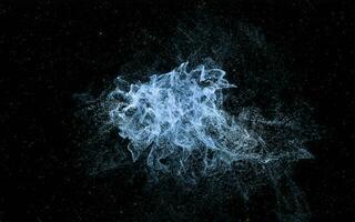 Glowing particles with wavy pattern, magical galaxy, 3d rendering. photo