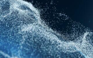 Colored particles with blue background, 3d rendering. photo