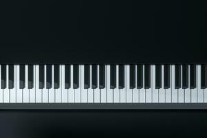 Piano keys with dark background, 3d rendering. photo