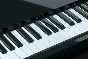 Piano keys with dark background, 3d rendering. photo