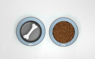 Pet food and bone, pet nutrition diet, 3d rendering. photo