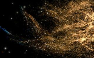 Glowing particles with wavy pattern, magical galaxy, 3d rendering. photo