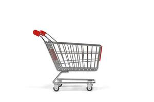 Empty shopping cart with white background, 3d rendering. photo