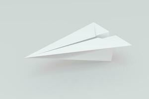 blanco papel avión con blanco fondo, 3d representación. foto