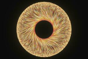 Glowing lines with round resource, power and line art, 3d rendering. photo