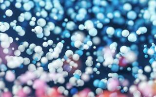 Colored particles with blue background, 3d rendering. photo