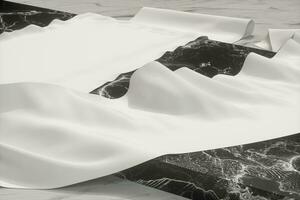blanco rodar de papel en el mármol losa, mármol fondo, 3d representación, foto
