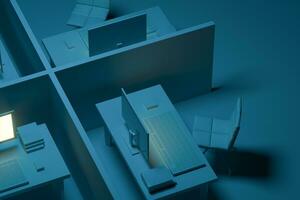 Office model with dark background,abstract conception,3d rendering. photo