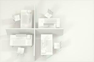 oficina modelo con blanco fondo abstracto concepción, 3d representación. foto